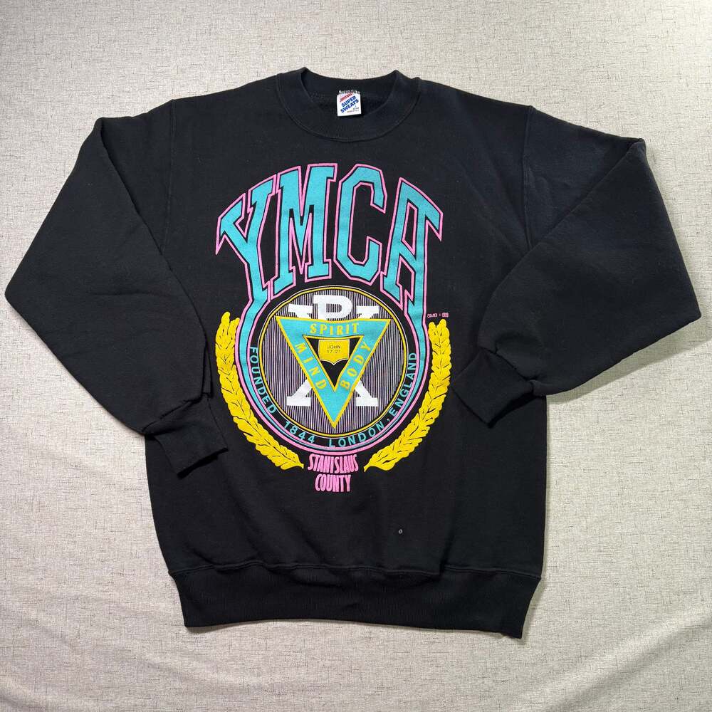 Vintage 1989 YMCA Stanislaus County Jerzees Sweatshirt Black Size L